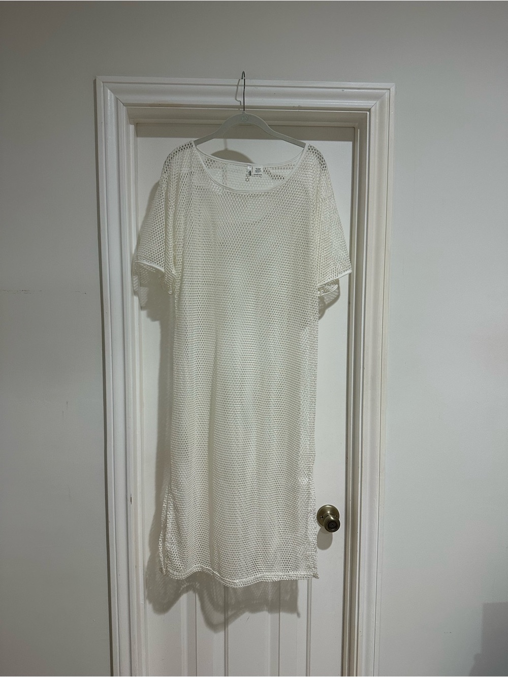 Lightweight White Mesh Shift Dress - Casual Beach Cover-Up